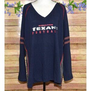 NWT Majestic Womens NFL Houston Texans Long Sleeve T-Shirt Top Size 3X V-Neck